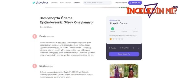 Bambshop-Sikayetleri